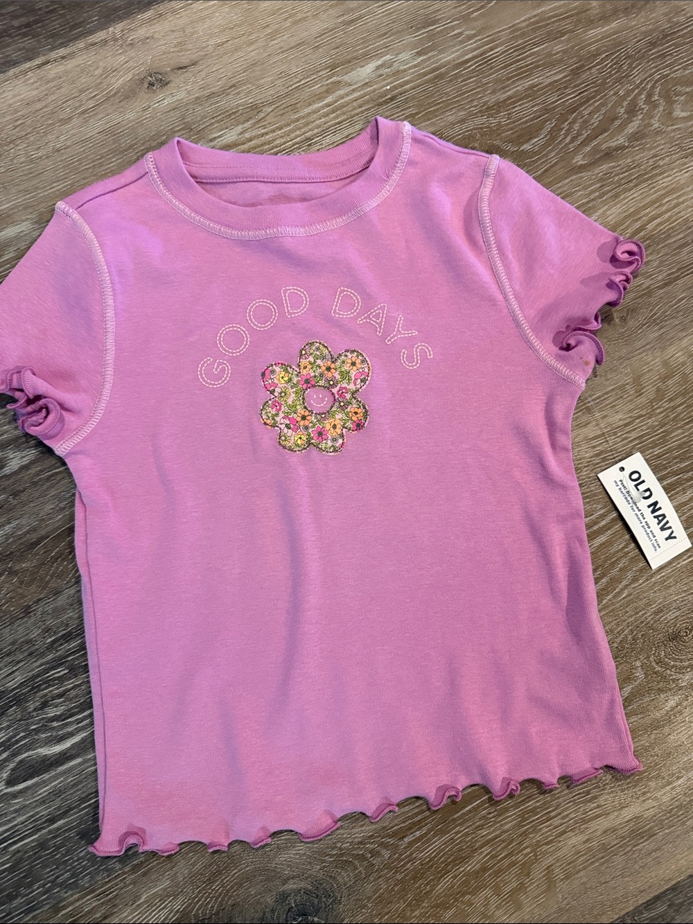 Old Navy Pink 'Good Days' Floral Button Tee
